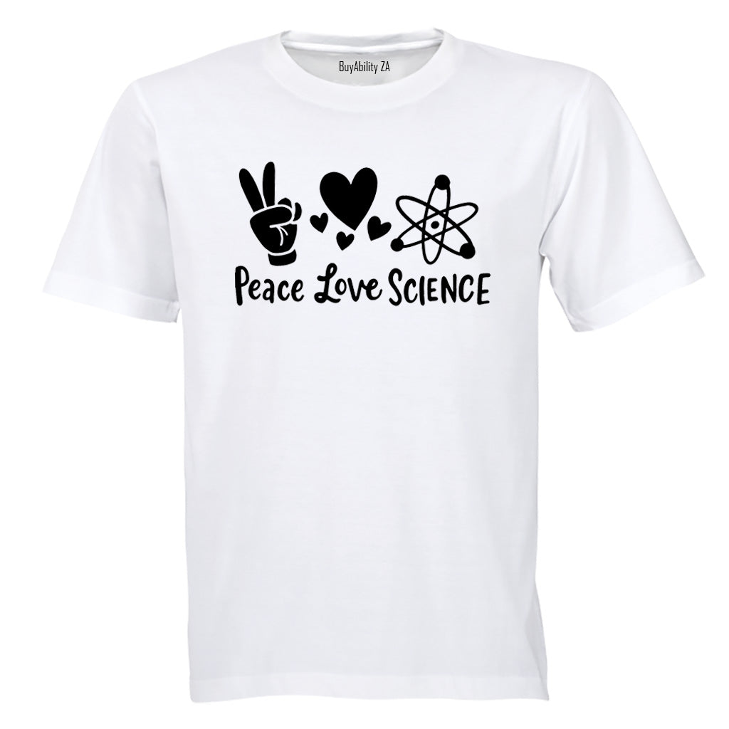 Peace. Love. Science - Kids T-Shirt - BuyAbility South Africa