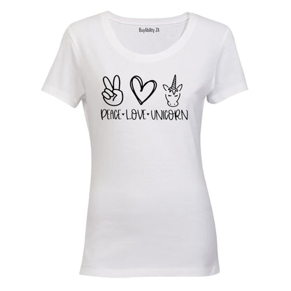 Peace. Love. Unicorn - Ladies - T-Shirt