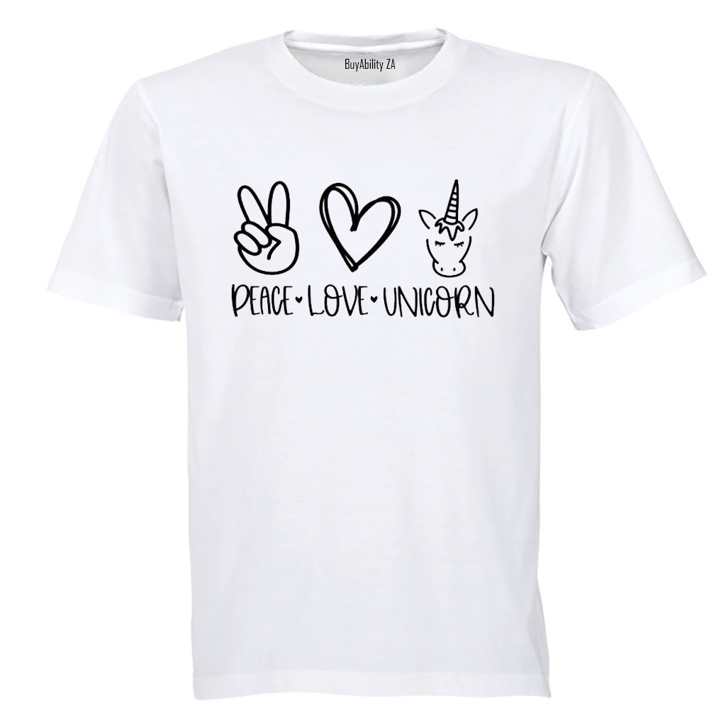 Peace. Love. Unicorn - Kids T-Shirt