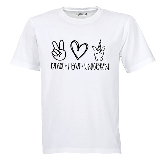 Peace. Love. Unicorn - Kids T-Shirt
