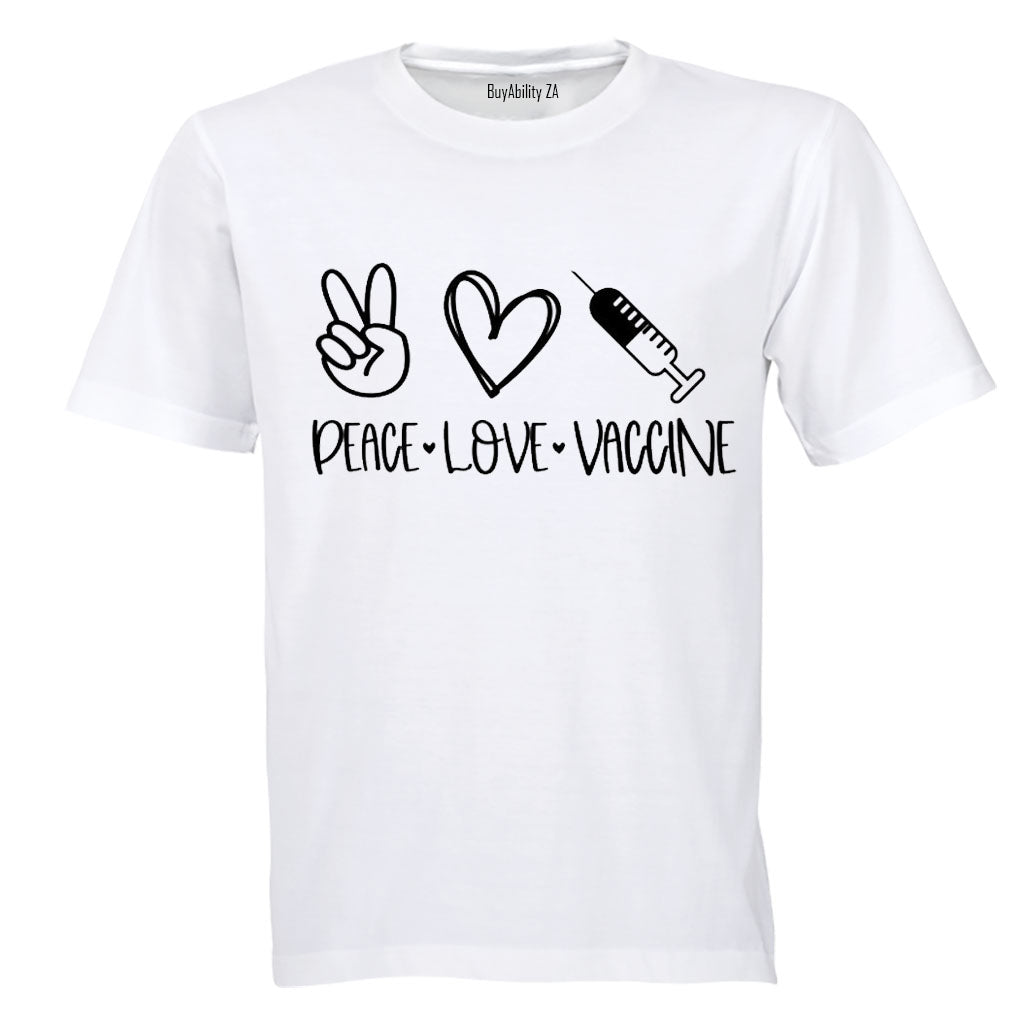 Peace. Love. Vaccine - Adults - T-Shirt