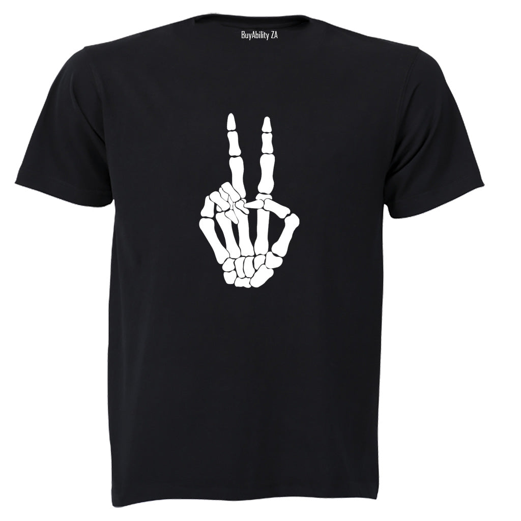 Skeleton Peace Sign - Halloween - Adults - T-Shirt