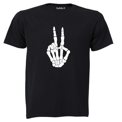 Skeleton Peace Sign - Halloween - Adults - T-Shirt
