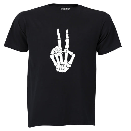 Skeleton Peace Sign - Halloween - Adults - T-Shirt