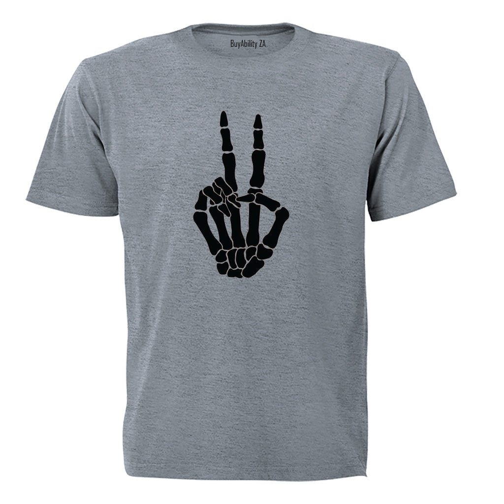 Skeleton Peace Sign - Halloween - Adults - T-Shirt