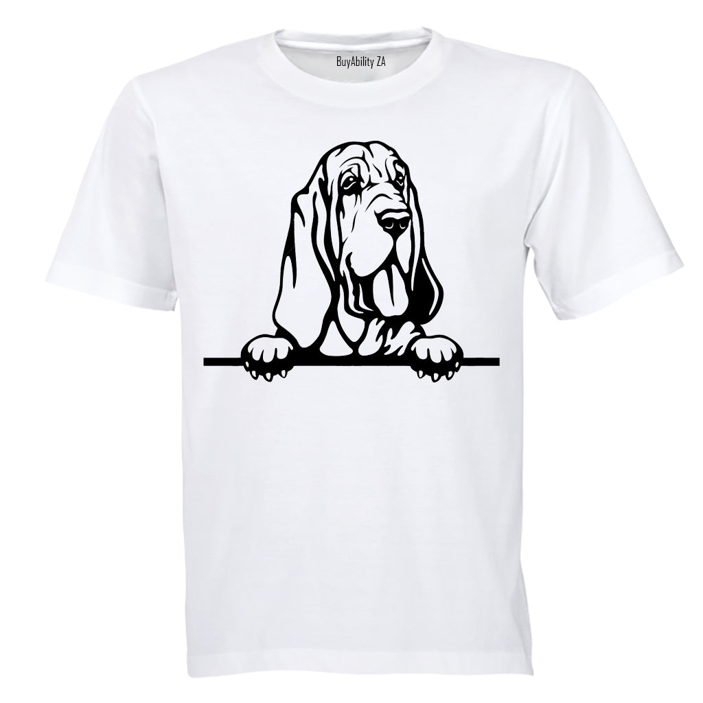 Peeking Bloodhound - Adults - T-Shirt - BuyAbility