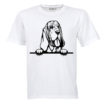 Peeking Bloodhound - Adults - T-Shirt - BuyAbility