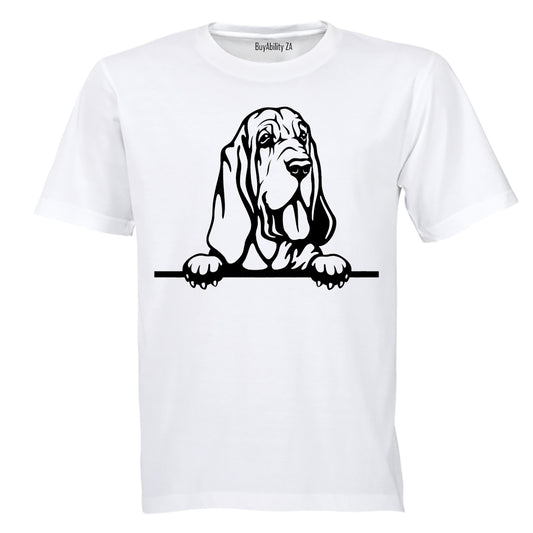 Peeking Bloodhound - Adults - T-Shirt - BuyAbility