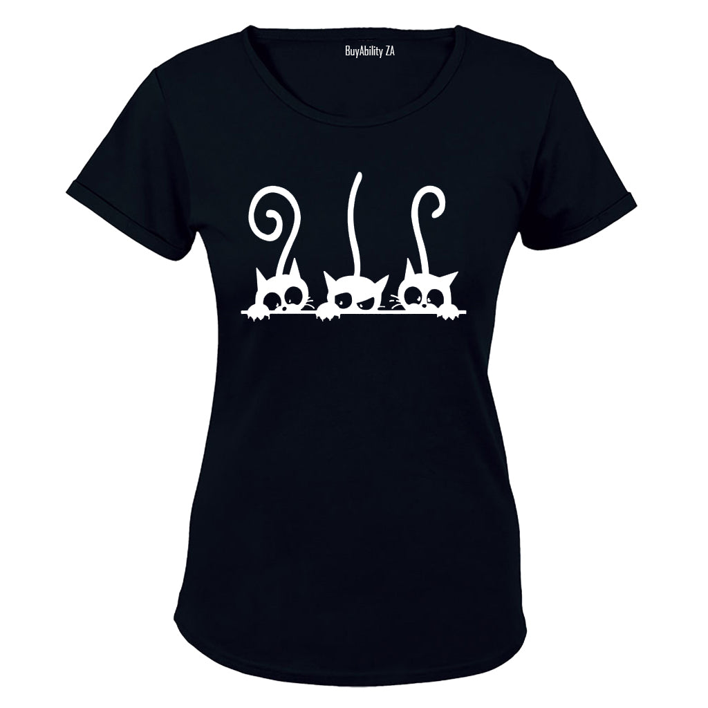 Peeking Cats - Ladies - T-Shirt - BuyAbility
