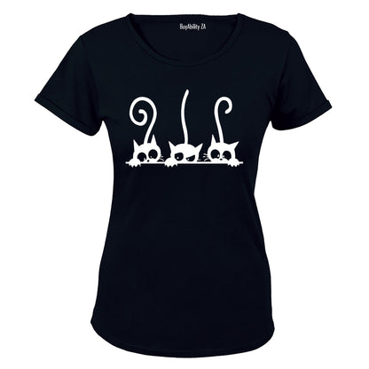 Peeking Cats - Ladies - T-Shirt - BuyAbility
