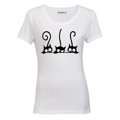 Peeking Cats - Ladies - T-Shirt - BuyAbility