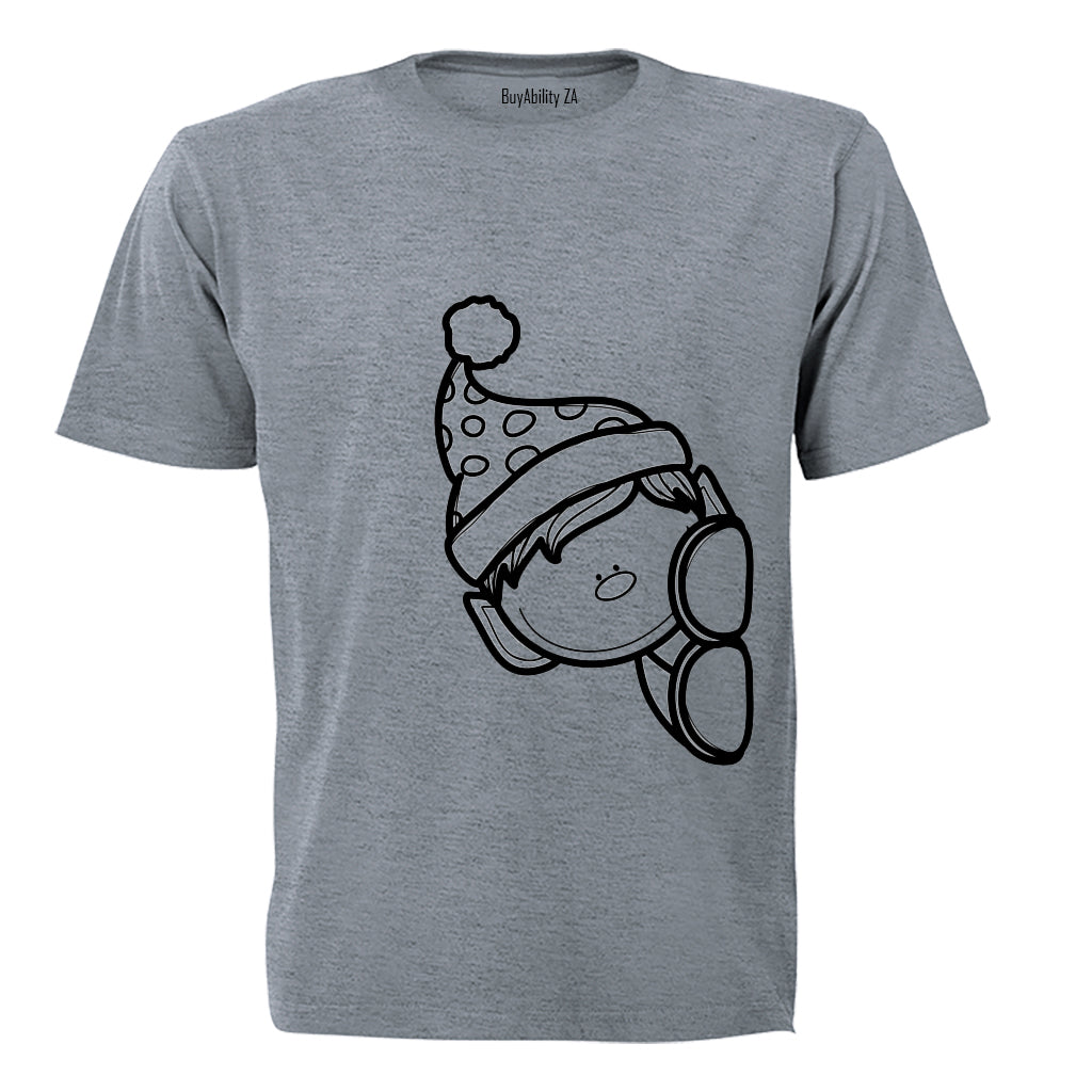 Peeking Christmas Elf - Adults - T-Shirt