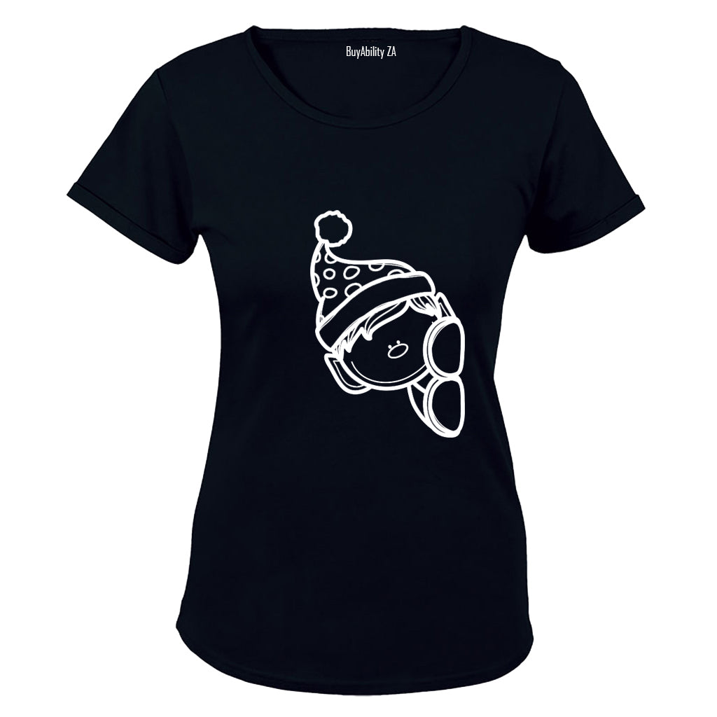 Peeking Christmas Elf - Ladies - T-Shirt
