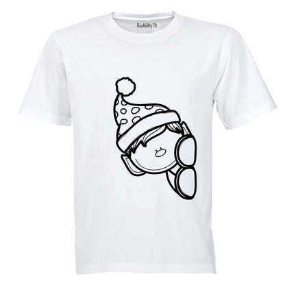 Peeking Christmas Elf - Adults - T-Shirt