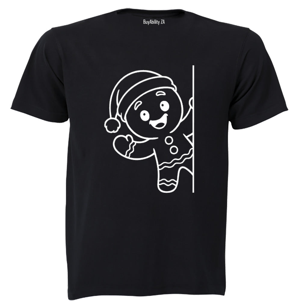 Peeking Christmas Gingerbread Man - Adults - T-Shirt - BuyAbility South Africa