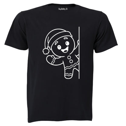 Peeking Christmas Gingerbread Man - Adults - T-Shirt - BuyAbility South Africa