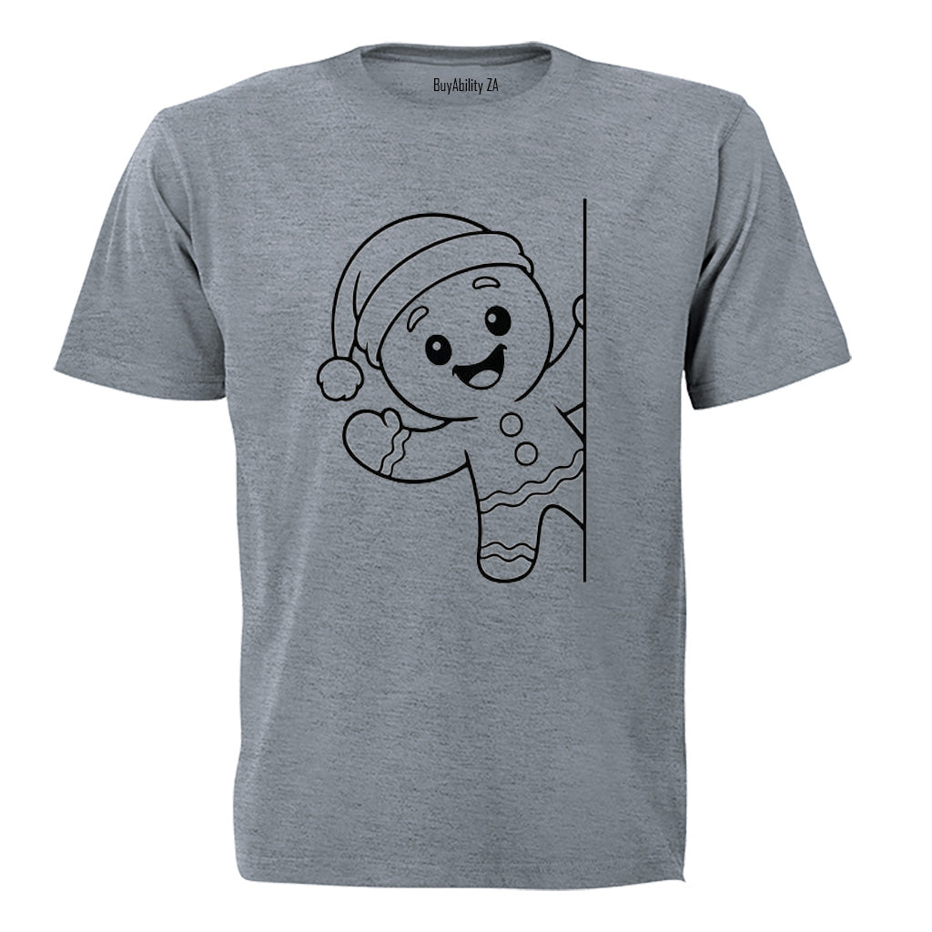 Peeking Christmas Gingerbread Man - Kids T-Shirt - BuyAbility South Africa