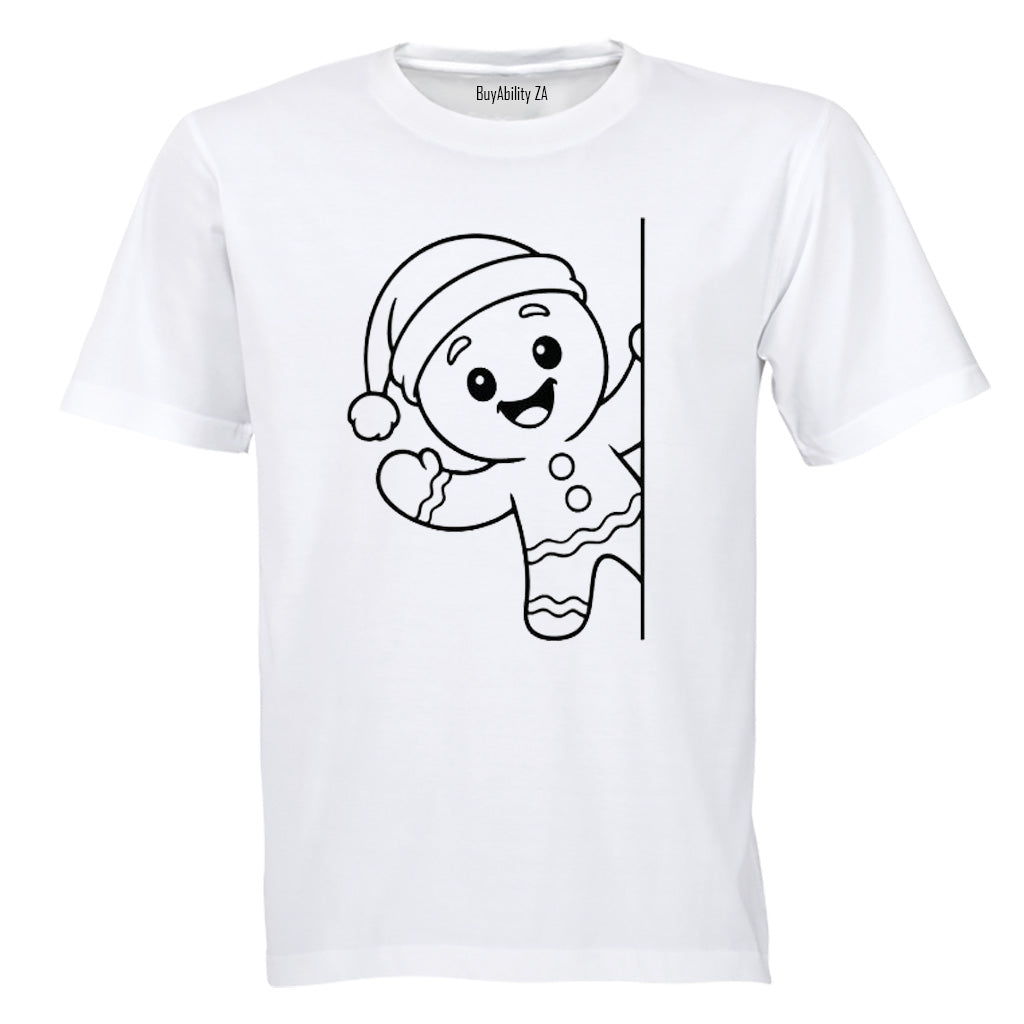 Peeking Christmas Gingerbread Man - Kids T-Shirt - BuyAbility South Africa