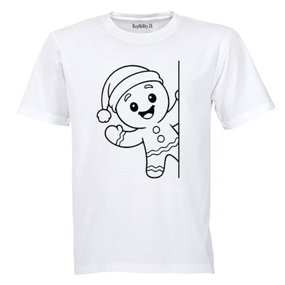 Peeking Christmas Gingerbread Man - Kids T-Shirt - BuyAbility South Africa