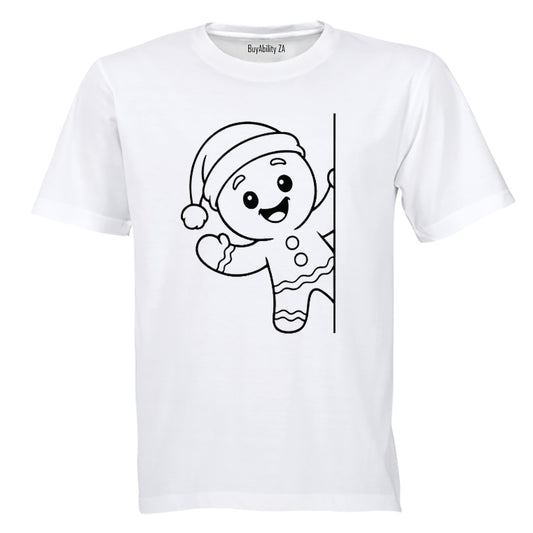 Peeking Christmas Gingerbread Man - Adults - T-Shirt - BuyAbility South Africa