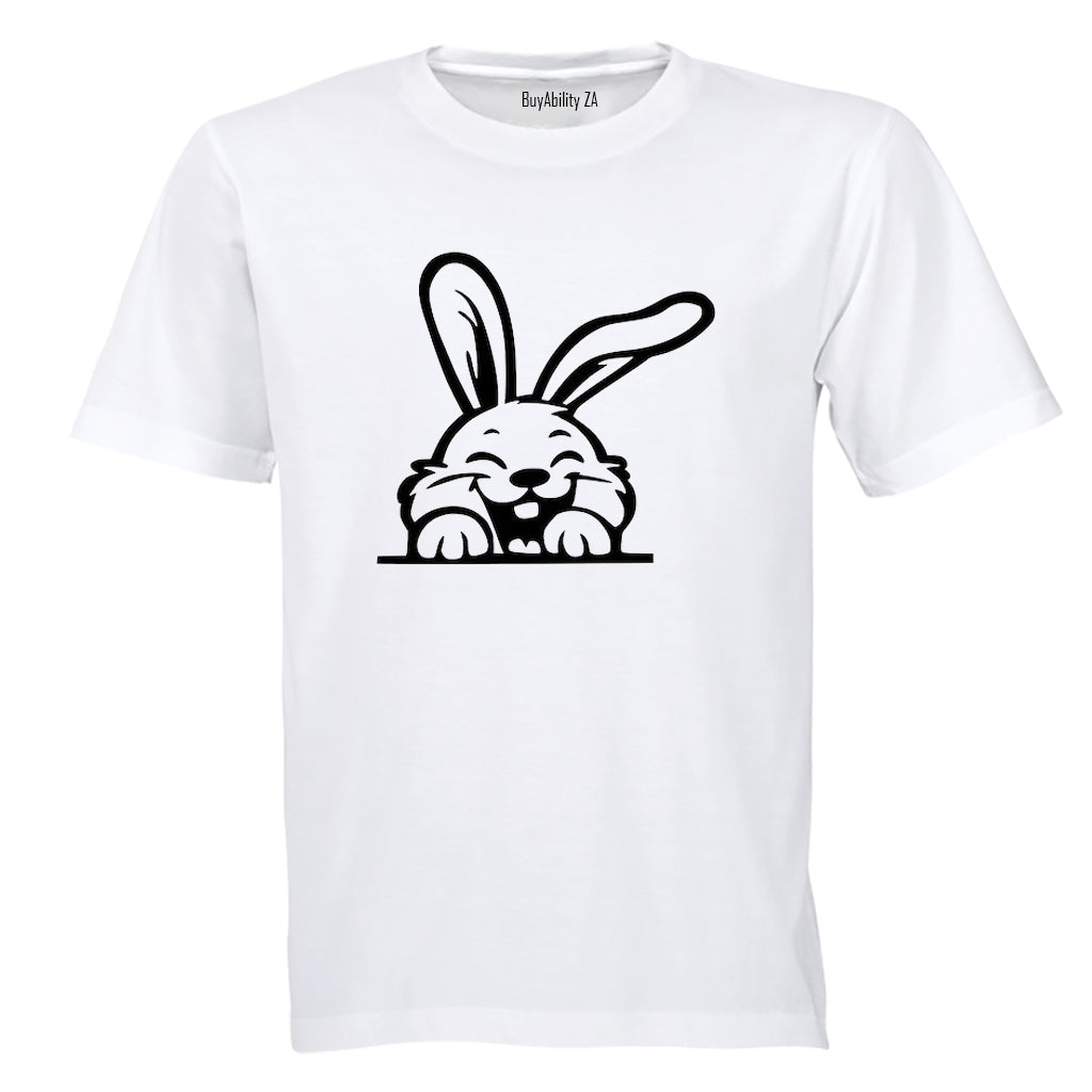 Peeking Laughing Easter Bunny - Kids T-Shirt