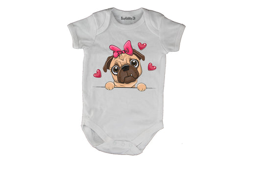 Peeking Love Pug - Baby Grow