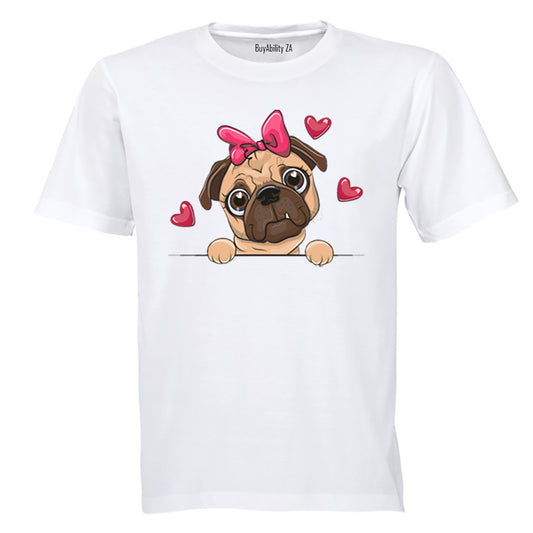 Peeking Love Pug - Kids T-Shirt