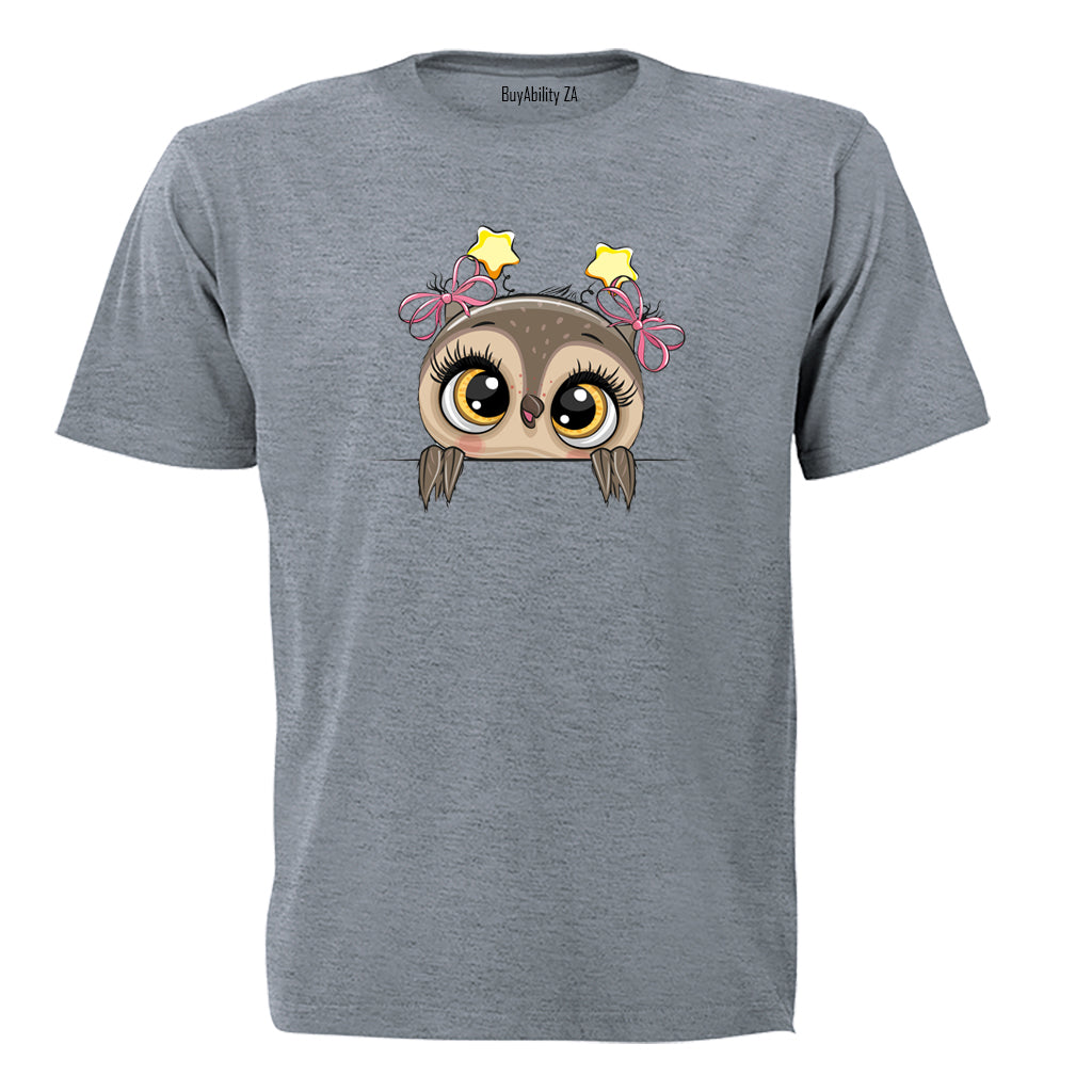 Peeking Owl- Stars - Kids T-Shirt