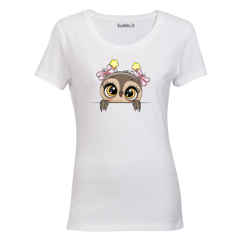 Peeking Owl- Stars - Ladies - T-Shirt