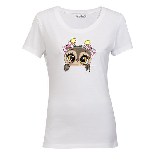 Peeking Owl- Stars - Ladies - T-Shirt