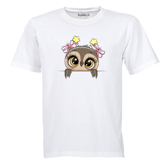 Peeking Owl- Stars - Kids T-Shirt