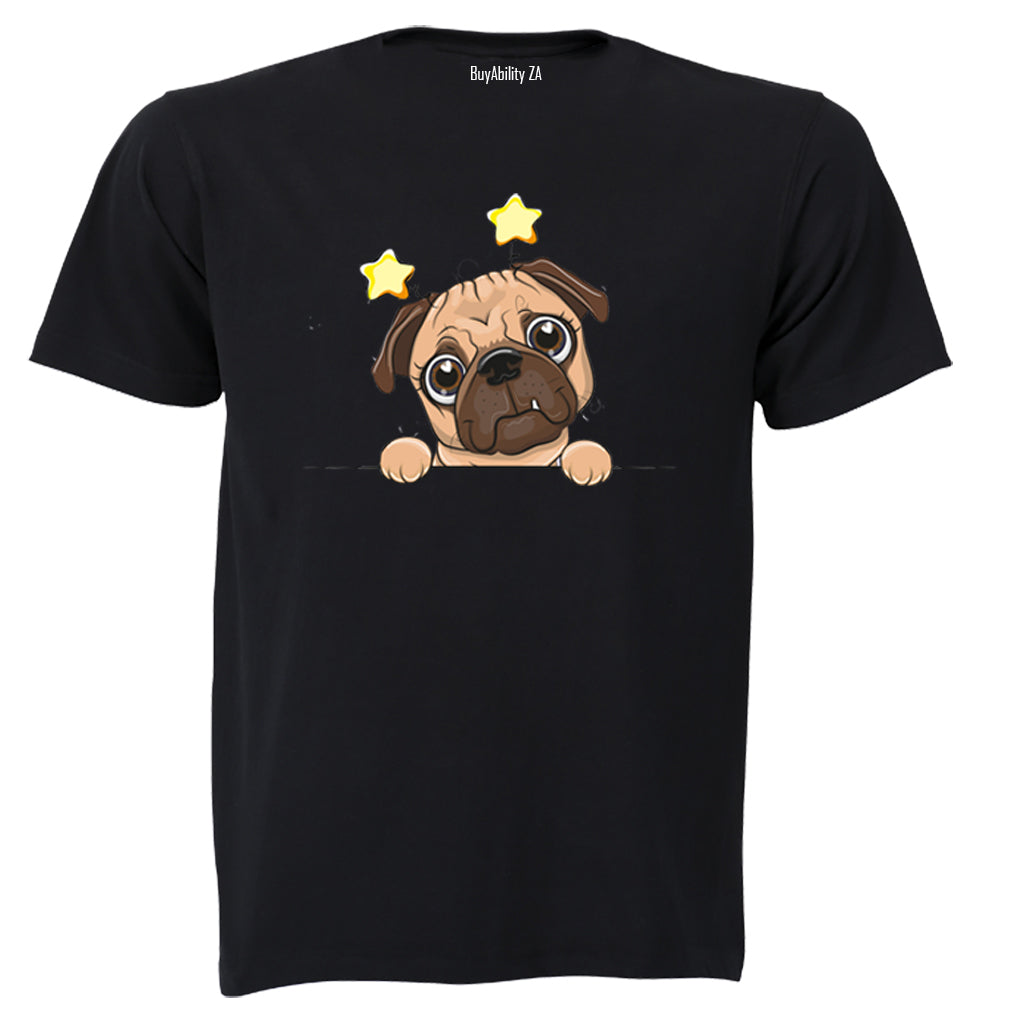 Peeking Pug, Stars - Kids T-Shirt - BuyAbility