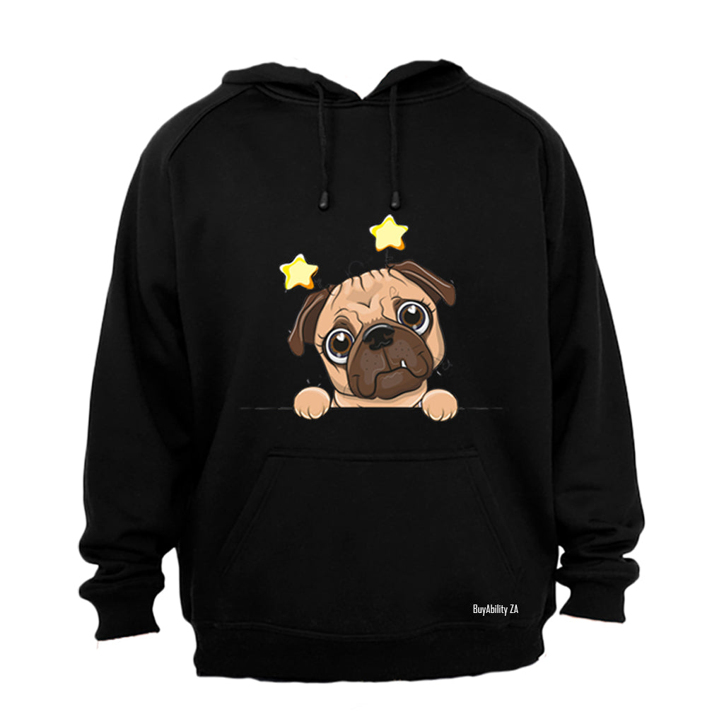 Peeking Pug, Stars - Hoodie