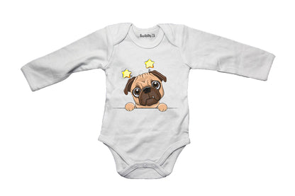 Peeking Pug, Stars - Baby Grow