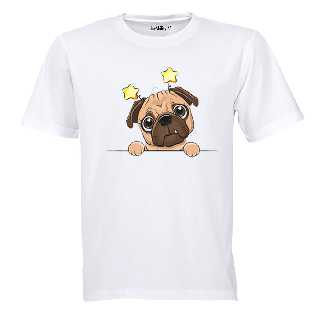 Peeking Pug, Stars - Kids T-Shirt - BuyAbility