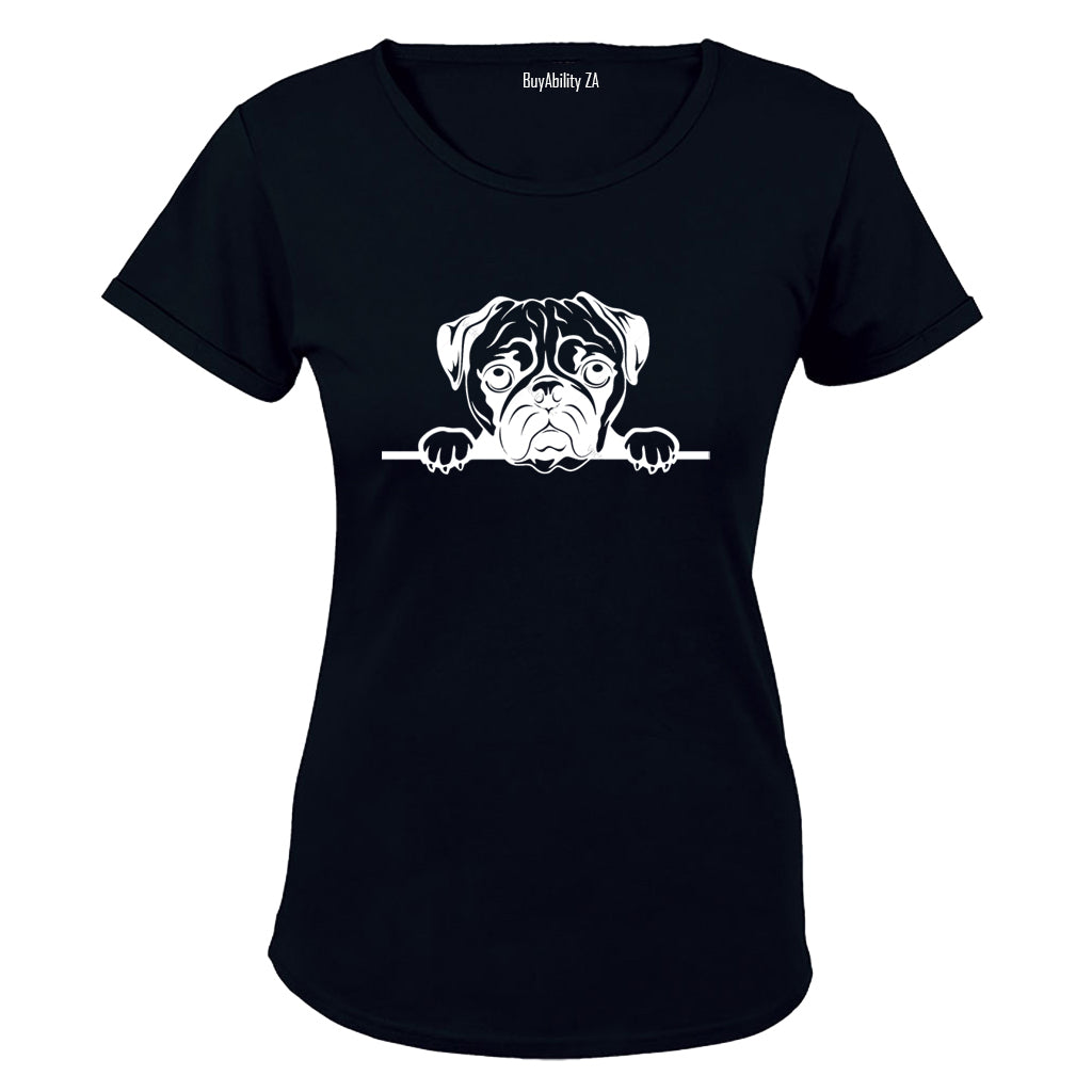 Peeking Pug - Ladies - T-Shirt - BuyAbility