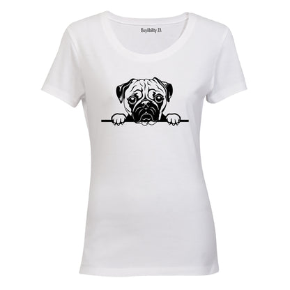 Peeking Pug - Ladies - T-Shirt - BuyAbility