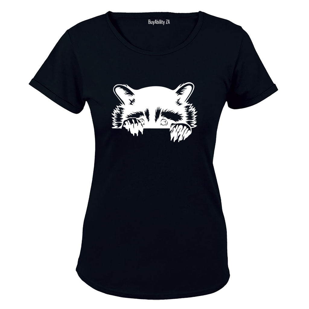 Peeking Racoon - Ladies - T-Shirt - BuyAbility