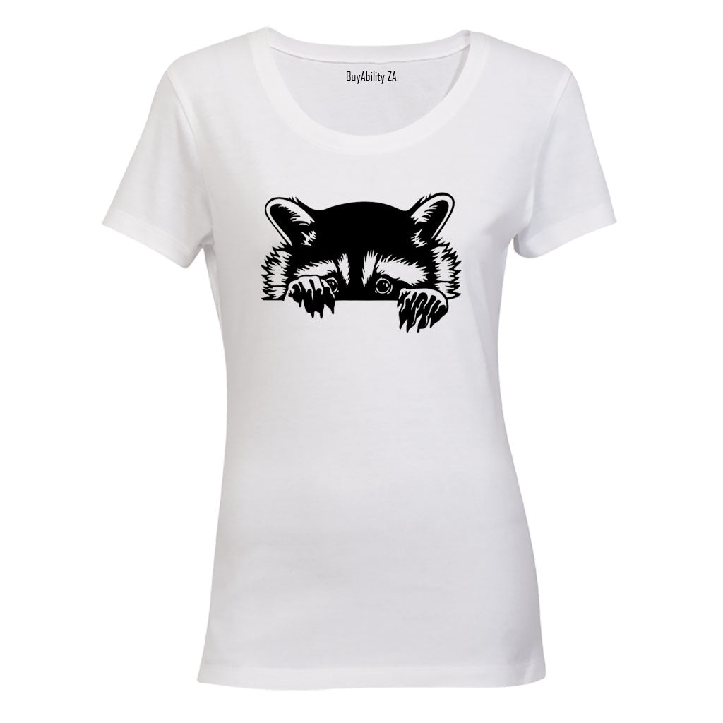 Peeking Racoon - Ladies - T-Shirt - BuyAbility