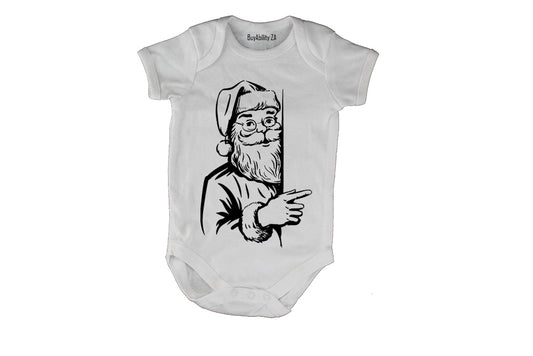 Peeking Santa - Christmas - Baby Grow