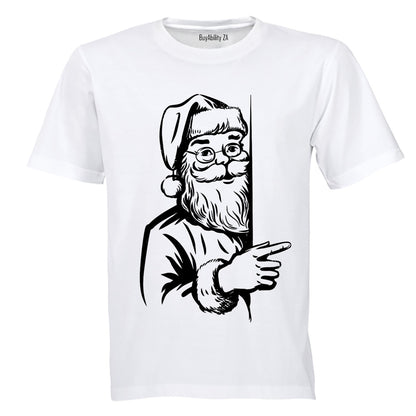 Peeking Santa - Christmas - Adults - T-Shirt