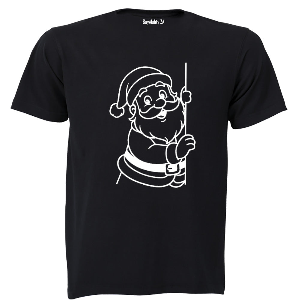 Peeking Christmas Santa - Adults - T-Shirt - BuyAbility South Africa