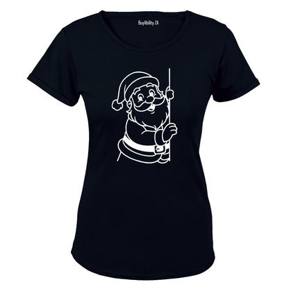 Peeking Christmas Santa - Ladies - T-Shirt - BuyAbility South Africa
