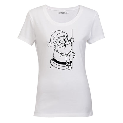 Peeking Christmas Santa - Ladies - T-Shirt - BuyAbility South Africa