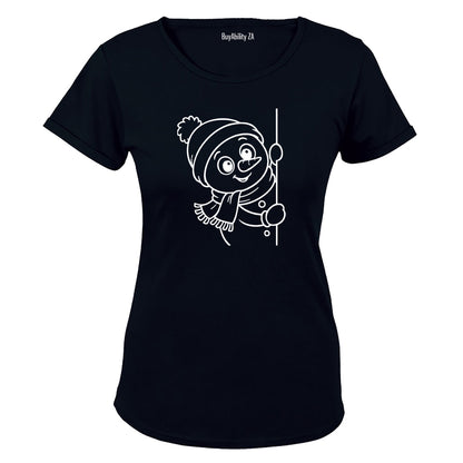 Peeking Snowman - Ladies - T-Shirt - BuyAbility South Africa