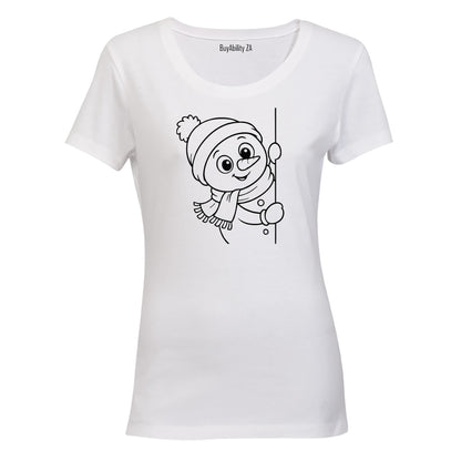 Peeking Snowman - Ladies - T-Shirt - BuyAbility South Africa