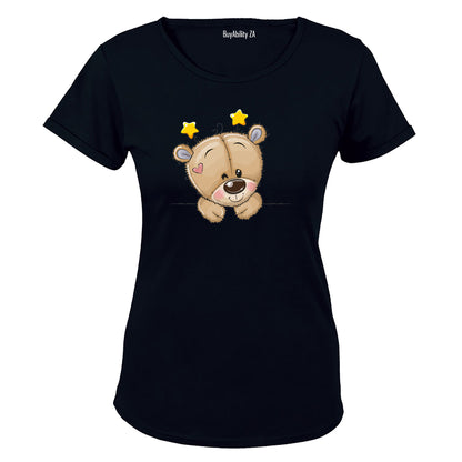 Peeking Teddy - Stars - Ladies - T-Shirt - BuyAbility