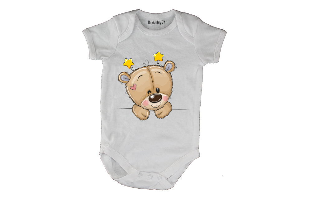 Peeking Teddy - Stars - Baby Grow