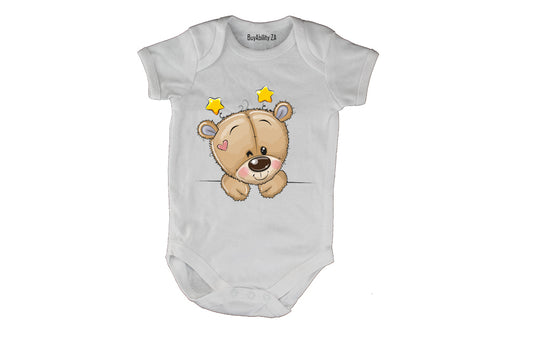 Peeking Teddy - Stars - Baby Grow