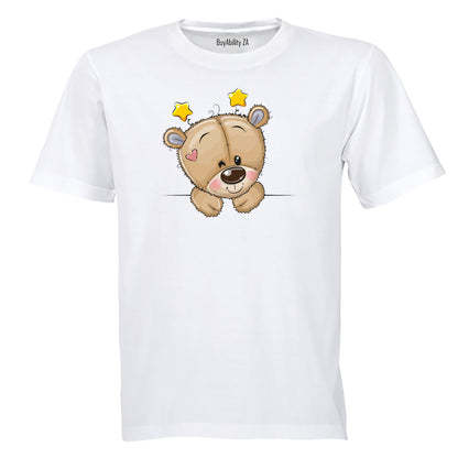 Peeking Teddy - Stars - Kids T-Shirt